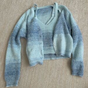 Blue tank and cardigan set